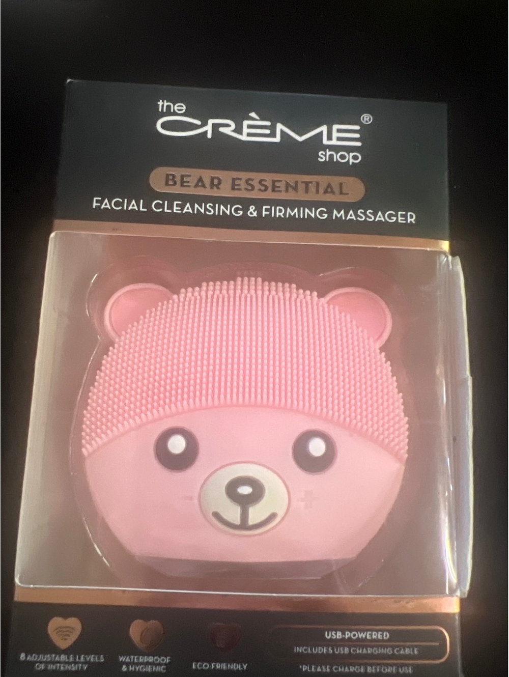 The Crème Shop Bear Essential Facial Cleansing & Firming Massager - Pink - NIB